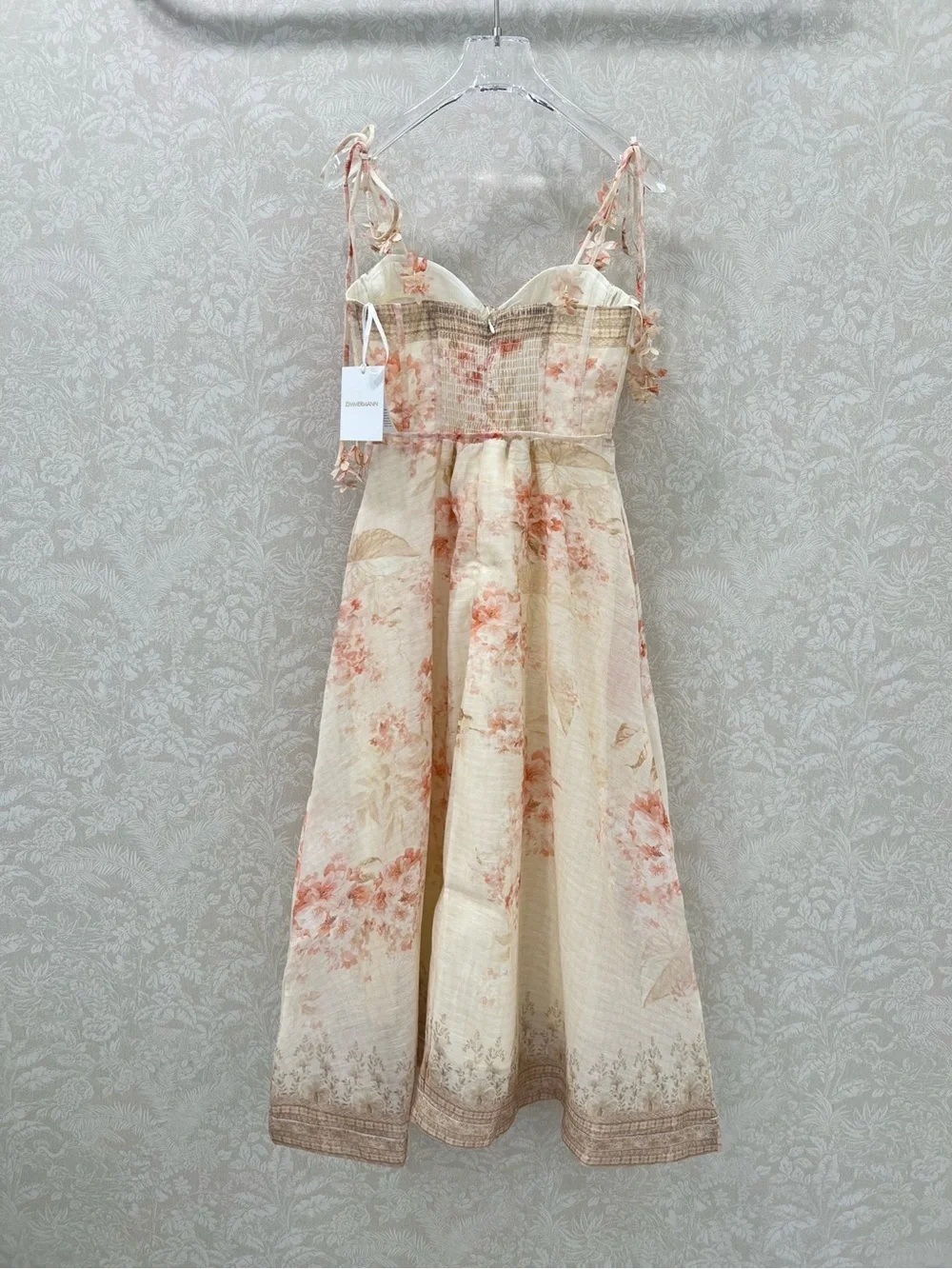 Zimmermann Floral Lace-Trim Slip Dress in Cream and Blush